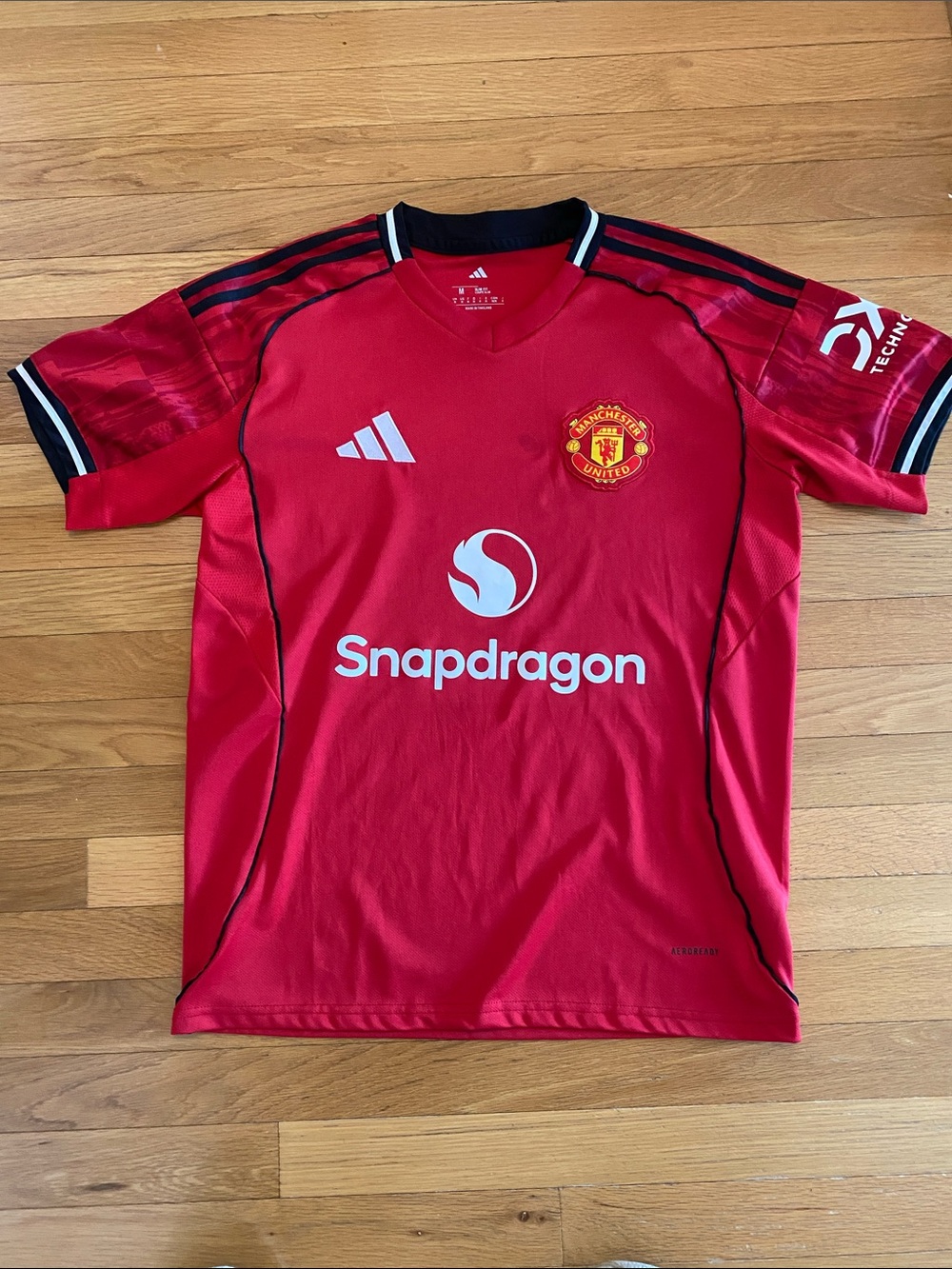 adidas Manchester United Red Men's Soccer Jersey with White Accents